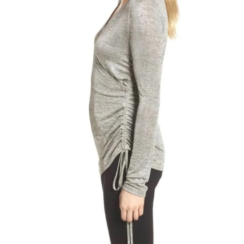 Trouve Metallic Silver Rouched Top - Silk Foil Nordstrom Small New with Tags - Picture 11 of 16